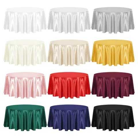 FANI 6 12 Packs Satin Round Tablecloth - 108 Inch,120 Inch,Premium Bright Silky Overlay Smooth Fabric Table Cover ,Wedding,Payty,Babyshower Mantel redondo para boda y fiesta