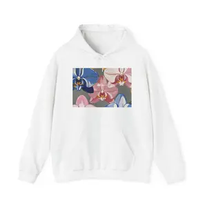 Orchid Pattern Hoodie | Pink Blue Floral Illustration