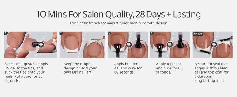 btartboxnails XCOATTIPS Toe Nail Tips - Product only 160pcs  Real Square Pink French Tip Short Toenail Press Ons Fit for Short & Extra Short Toenails Bed,Soft Gel Toe Nail Tips for Women