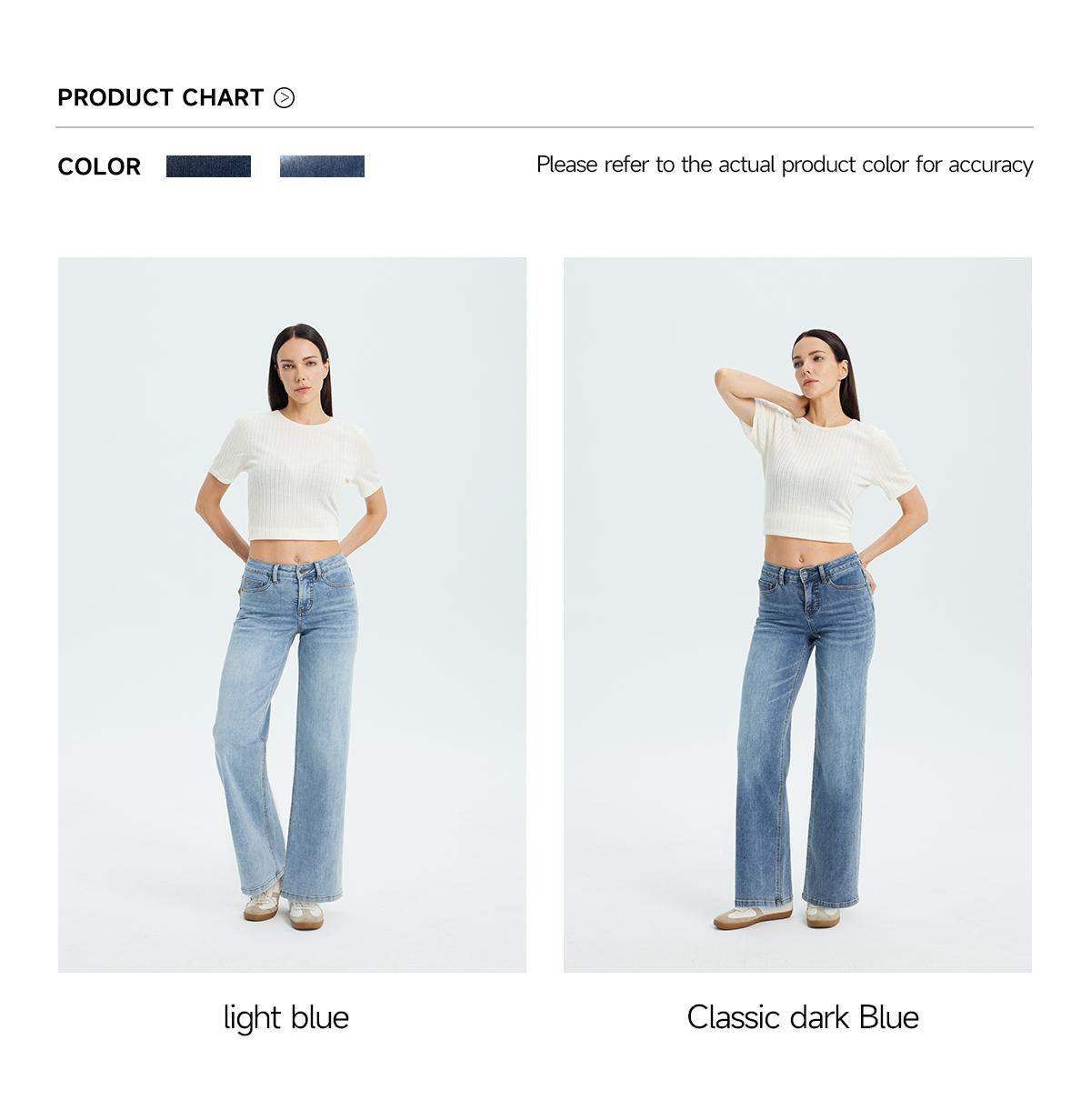 BLEU Women's Mid Waist Wide Leg Jeans Super Stretch Denim Vintage Washed Comfortable Fit Machine Washable Casual Wear