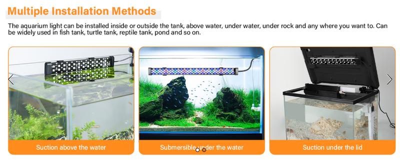 hygger Submersible LED Aquarium Light,  24/7 Mode Fish Tank Light with 5 Rows Beads, with Timer 9 Colors and Adjustable Brightness, Full Spectrum IP68 Waterproof Light for Fish Tank 8-54in