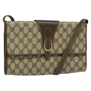 Pre-owned GUCCI Canvas Crossbody Bags GG Supreme Shoulder Bag PVC Beige Gold