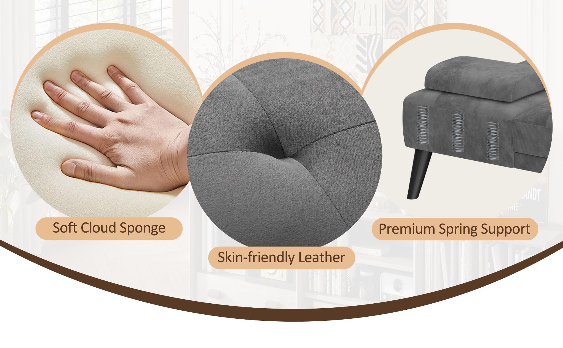 Walsunny 64'' Small Convertible Couch Bed Loveseat,  Modern Futon Recliner Sleeper, Lazy Futon Set for Living Room, Office, Apartment