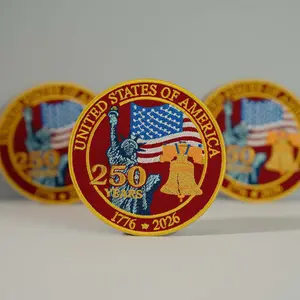Embroidered USA 250th Semiquincentennial Patch, Iron On Sew On Applique, Liberty Bell USA 1776–2026, Patch for Jackets, Hats, Bags & Shoes