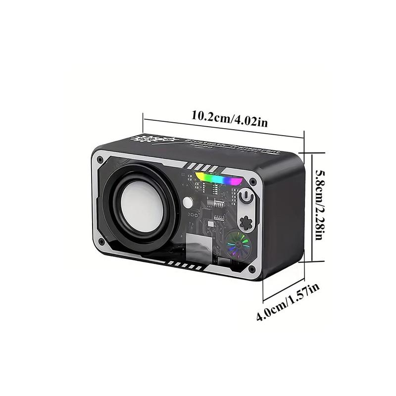 Hi-Fi 3D Sound Bluetooth Speaker with Transparent Mecha LED Light TF Card Support for Enhanced Audio Experience Immersive Sound & Visual Appeal