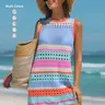 POPVIL Women’s Color Contrast Crochet Knit Swim Cover-Up Dress - Beachwear Cover Up, Vacation-Ready Sports & Outdoor Accessory