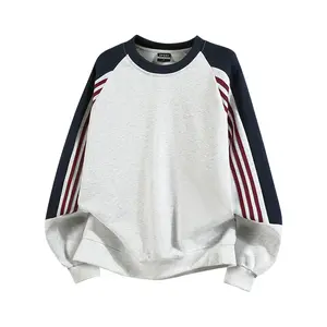 Crewneck sweatshirt, crewneck athletic sweatshirt for students, couples’ crewneck sweatshirt, heavyweight color-block crewneck sweatshirt, high-street new arrival for spring/autumn