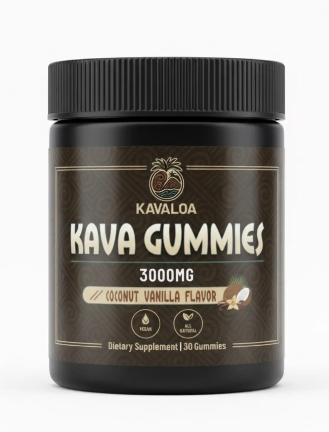 Kavaloa 3000mg Natural Kava Dietary Supplement Gummies, Gluten-Free for Adults