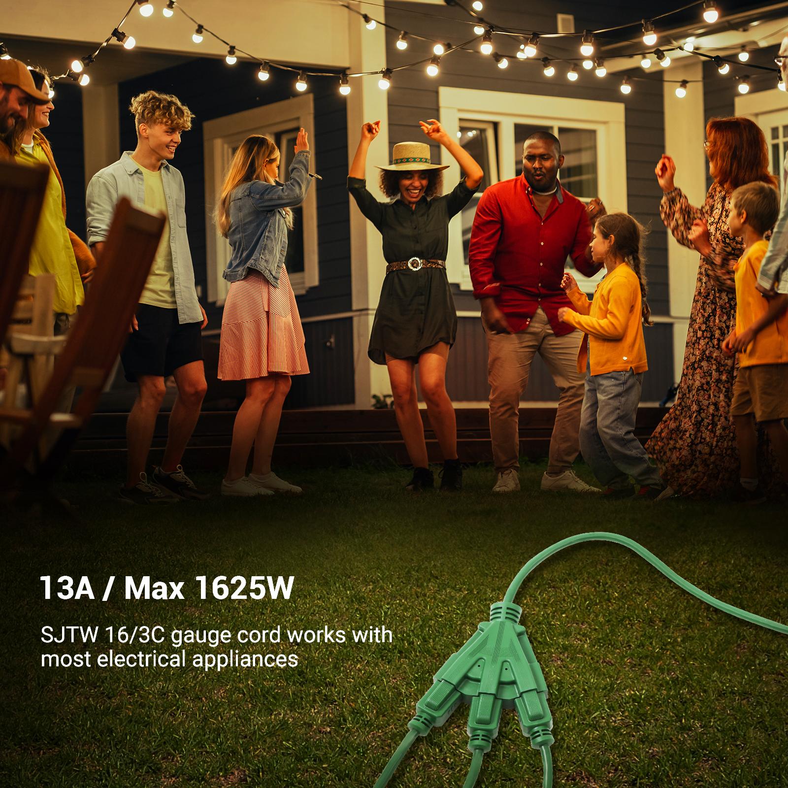 DEWENWILS 15ft Outdoor Extension Cord, Weatherproof 16/3 SJTW Power Cable for String Lights and Landscaping String Lights (2 Pack)-HTOG15A DEWENWILS 15ft Outdoor Extension Cord, Weatherproof 16/3 SJTW Power Cable for String Lights and Landscaping String Lights (2 Pack)-HTOG15A