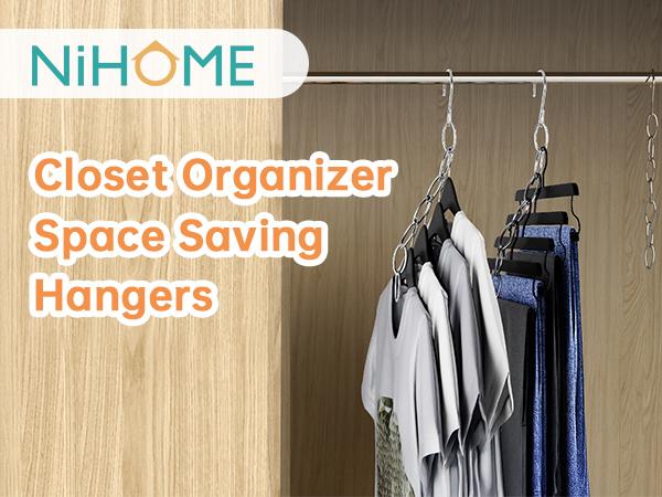 NiHome Clothing Chain Hanger 10-Pack, Metal Closet Hanging Organizer Space Saving Hangers ,College Dorm Room Essentials, for Home, Office & Travel NiHome Clothing Chain Hanger 10-Pack, Metal Closet Hanging Organizer Space Saving Hangers ,College Dorm Room Essentials, for Home, Office & Travel
