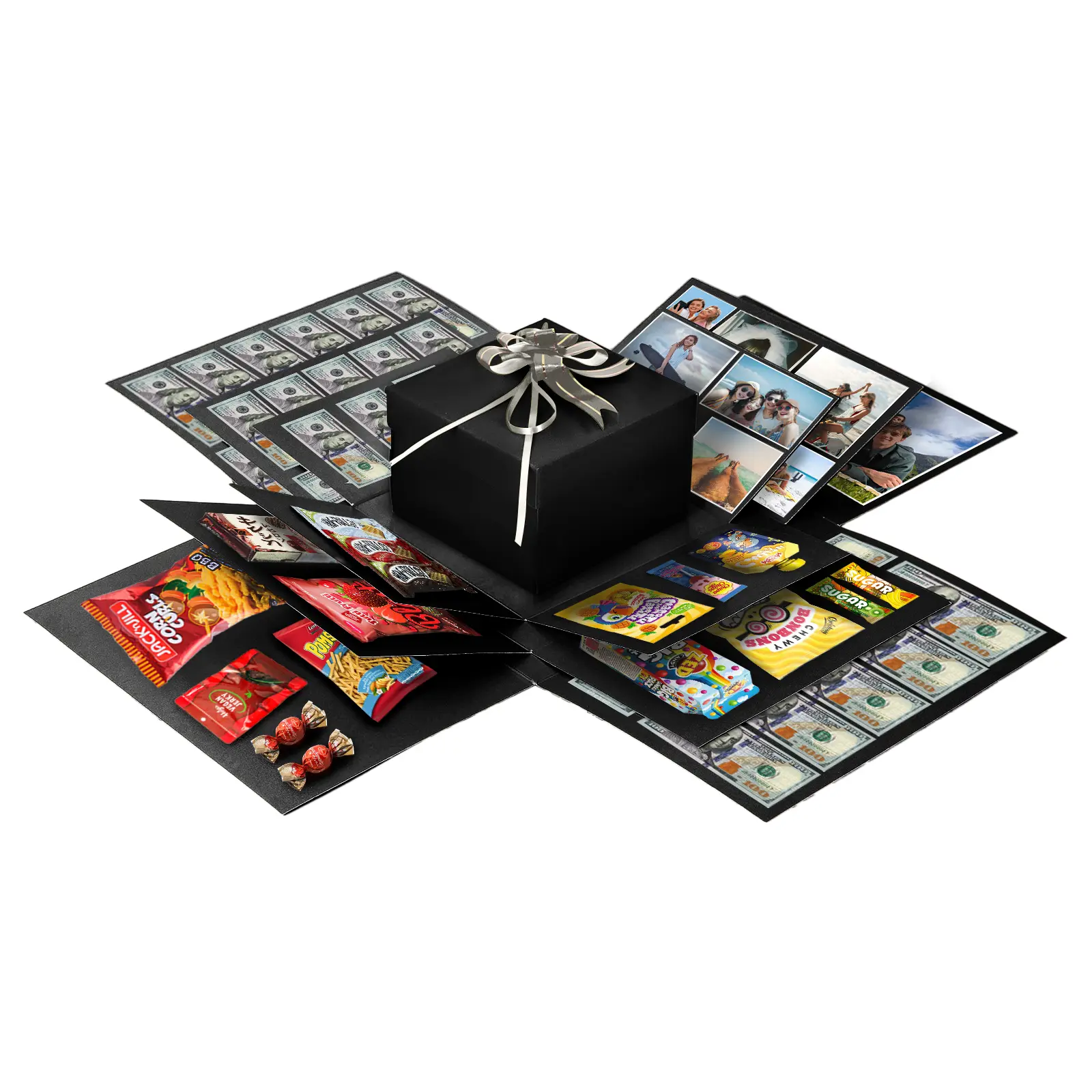 Holdmoneer 4-Layer Explosion Effect Gift Box, Festive Party Supply for Father's Day & Anniversary Party, Romantic Gift Box for Presents (Snacks Excluded)