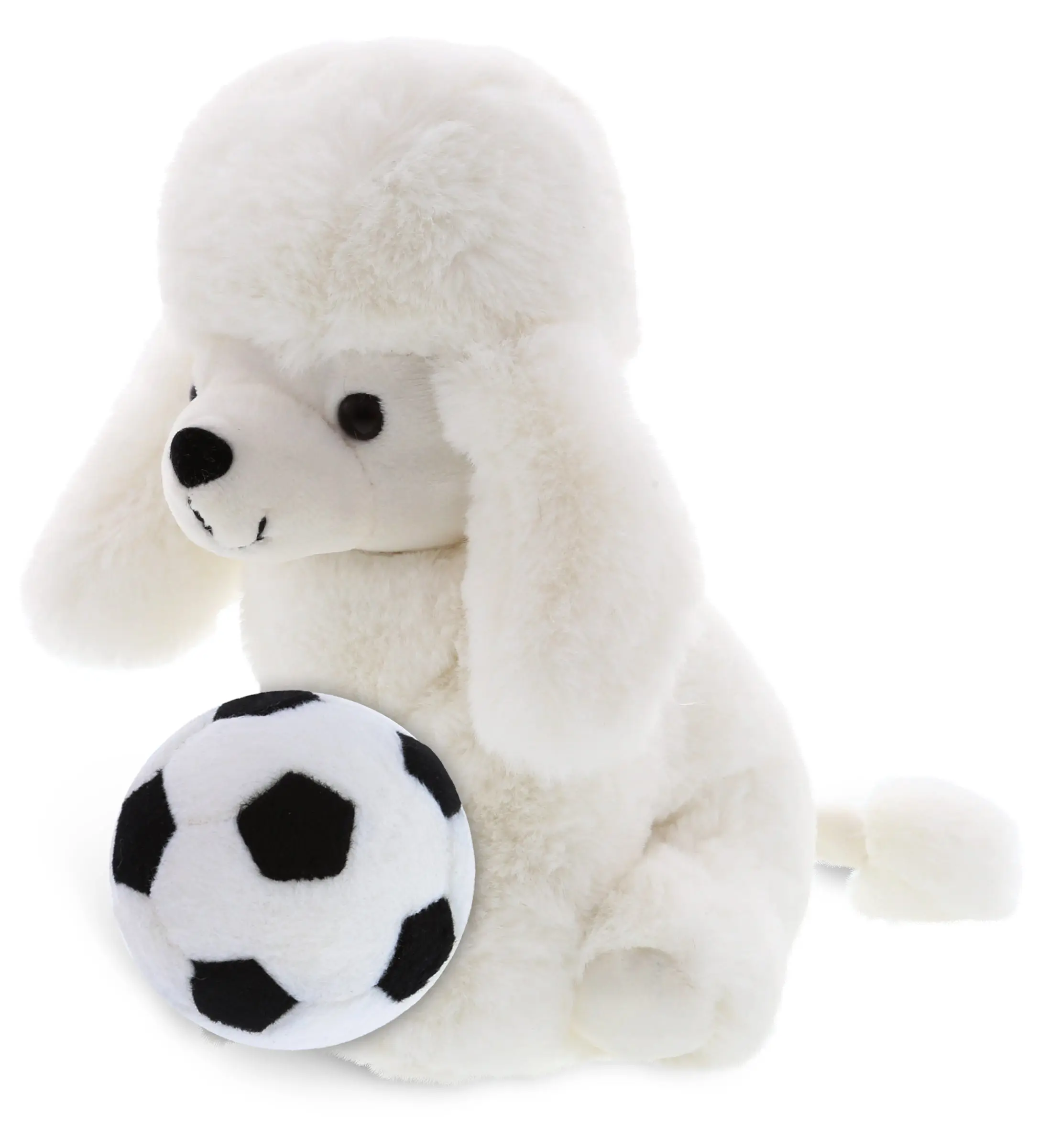 SUPER SOFT PLUSH - WHITE POODLE DOG WITH SOCCER PLUSH