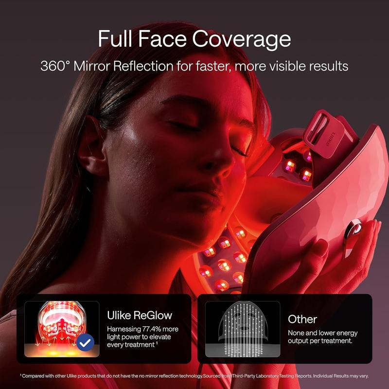 Ulike Red Light Therapy for Face, 2-Year Warranty，ReGlow LED Light Therapy Facial Mask With Red, Blue, Yellow &Infrared Red Light, 4-in-1 Modes for Firming, Rejuvenation, Brightening & Clearing, 360°Mirror Reflection