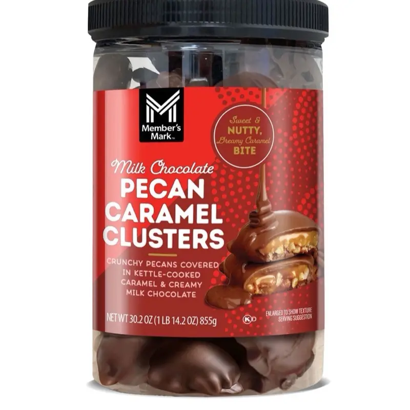 Milk Chocolate Pecan Caramel Clusters 30.2 oz Crunchy Pecans Covered in Kettle-Cooked Caramel & Creamy Milk Chocolate