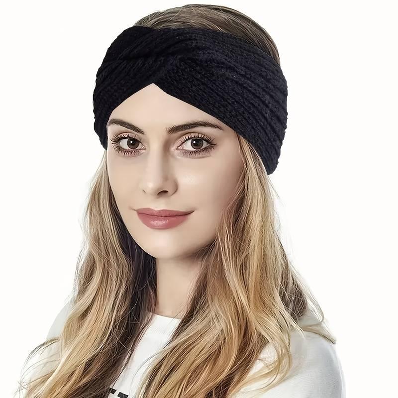 Cubidupi Triple KnotWarmth Ribbed Knit Headband Set-3pcs (Classic Neutrals:Beige/Brown/Black)