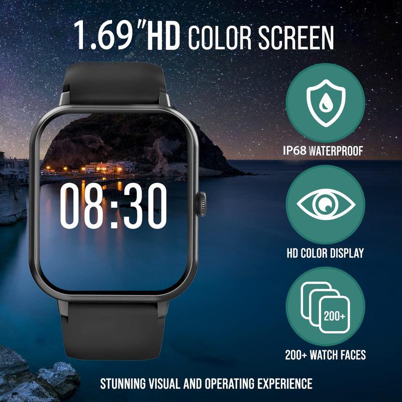 Ntaanoo 2026 T30 Smart Watch 1.69'' HD Touch Screen Fitness Tracker for Women & Men Heart Rate & Blood Oxygen Monitor Sleep Tracker IP68 Waterproof Magnetic Charging Compatible with Android & iOS Stylish Gift Watch - Wearable, Monitoring Ntaanoo 2026 T30 Smart Watch 1.69'' HD Touch Screen Fitness Tracker for Women & Men Heart Rate & Blood Oxygen Monitor Sleep Tracker IP68 Waterproof Magnetic Charging Compatible with Android & iOS Stylish Gift Watch - Wearable, Monitoring