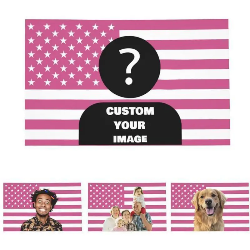 Custom Pink Stars and Stripes American Flag Tapestry - 30x40 in Personalized Funny Synthetic Strong Print, Hand Wash Wall Decor, Indoor/Outdoor Hanging, Father's Day Gift