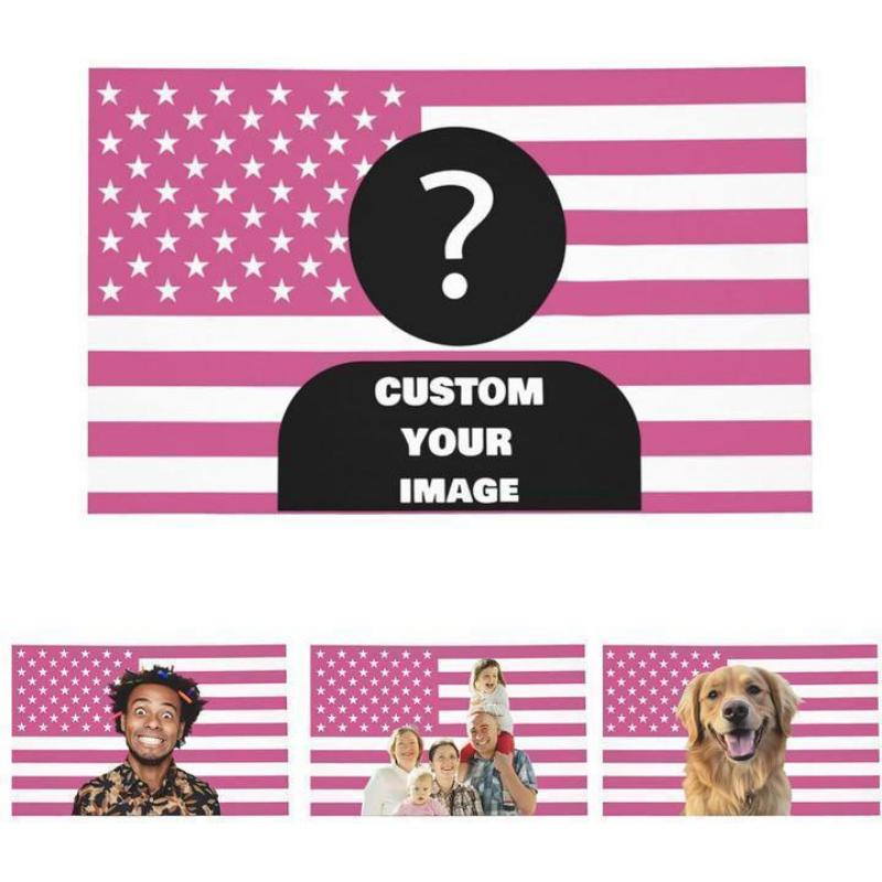 Custom Pink America Flag 30x40 inch Personalized Flags Design Your Image Funny Tapestry Poster For Decorate fathersdaygifts Wall Hanging