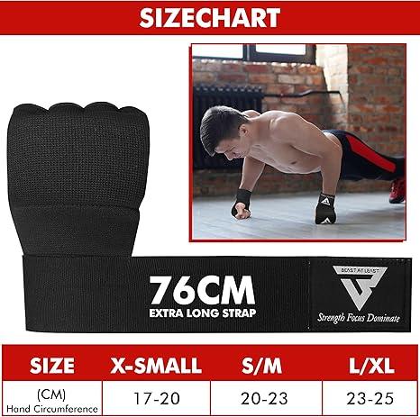 Gel Boxing Hand Wraps Inner Gloves for Men and Women, Quick 76cm Long Wrist Straps, Elasticated Padded Boxing Wraps for Muay Thai, MMA, Kickboxing, Martial Arts