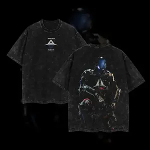 Vintage Arkham Knight Graphic Double Printed Superhero Shirt Oversize Lightweight Acid Washed Tee TV Series Graphic Design Top Cotton Streetwear Comic Superheroes T-Shirt Clothes Menswear Womenswear