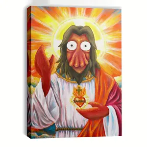 1pc Framed Futurama Alien Leader Anime Poster - Professor Farnsworth' Alien Form & Art, Hook-Mounted Canvas Print Suitable for Home & Office Decor, Unique Gift for Fans