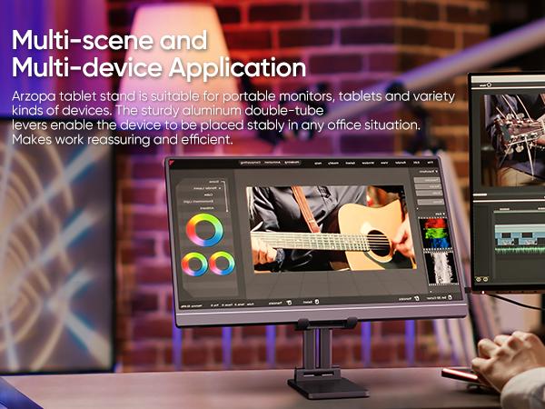 ARZOPA Tablet Stand, Adjustable & Foldable Sturdy 7"-15.6" Portable Monitor Stand for Desk Compatible with Phone iPad Tablets