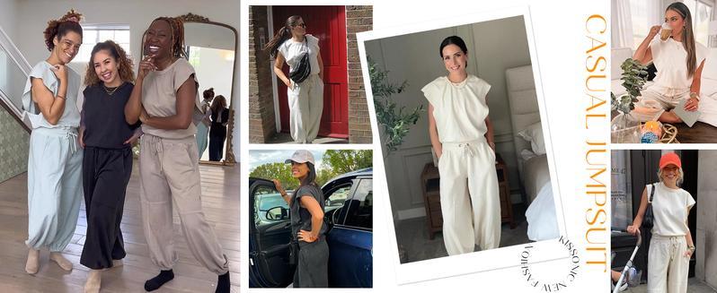 Tanming Women's Casual Sleeveless One Piece Jumpsuits Crewneck Cap Sleeve Drawstring Romper Springfresh One Piece Outfits with Pockets