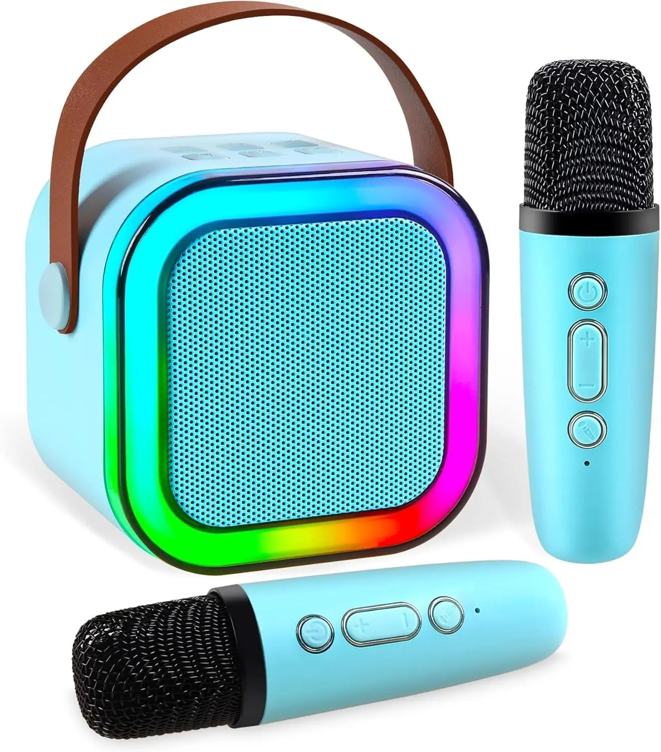 Portable Mini Karaoke Machine for Kids & Teens, Karaoke System with 2 Wireless Mics, Subwoofer Bass & LED Lights Set the Mood for Party & Home Use, Portable Karaoke Machine, Led Party Glow,back to school,back to school haul