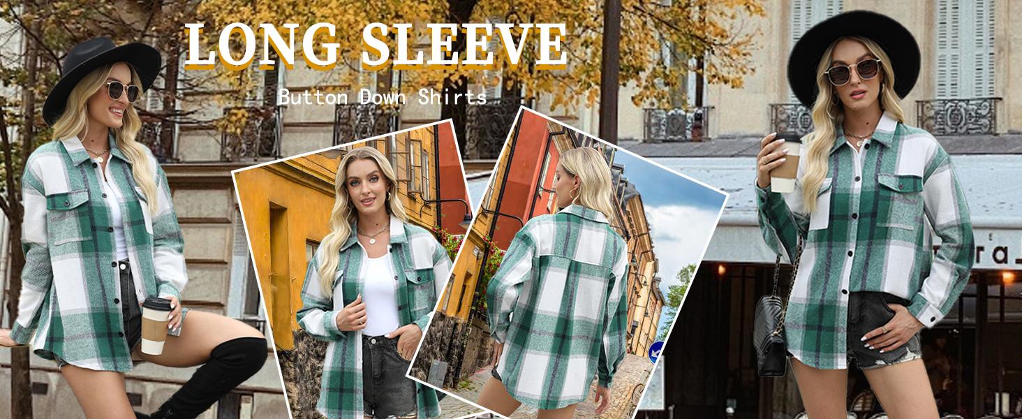 Plus Size Womens Plaid Shacket Shirt Flannel Long Sleeve Button Down Casual Fall Blouses Tops Winter Coats Holiday Haul US 2025 Deals Oversize Check Fashion