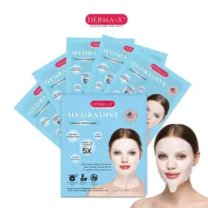 [DERMA+X HydraDive] Ultimate Hydration Serum Mask - Deep Moisture for Full Face & Neck, Revitalizing & Nourishing, Ideal for Dry & Dehydrated Skin, 1 Box=5 sheets