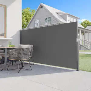 AECOJOY Retractable Side Awning,  Outdoor Side Awning, Splashproof Folding Privacy Screen, 180g Premium Polyester Fabric Room Divider for Patio, Garden and Terrace