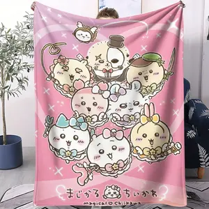 Aura Blankets Chiikawa Printed Blanket Soft Fluffy Flannel Throw Blanket Home Leisure Warm Blanket for Sofa Office Camping Travel Child Gift Superb Christmas blanket gift