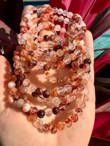 Natural Hematoid Fire Quartz 6mm Beaded stretch Bracelet
