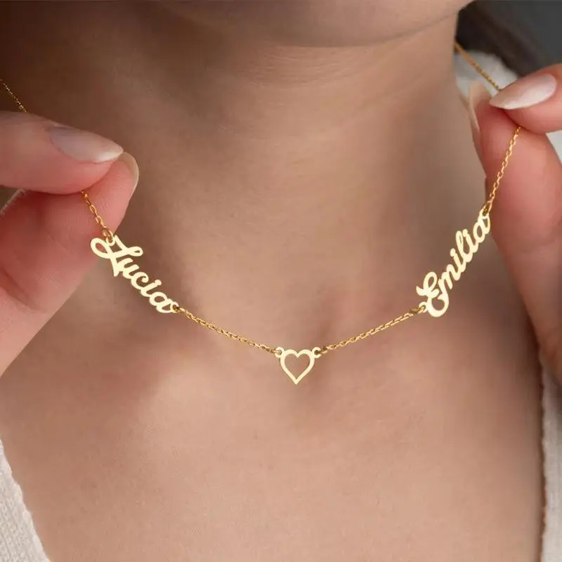 AS030 Personalized Custom Multiple Name Necklaces Stainless Steel Couple Name Necklaces Family Gifts For Mother's Day