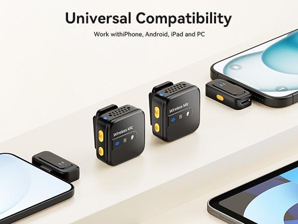 Wireless Lavalier Microphone for iPhone iPad Android with Charging Case,Lapel Mic with Noise Reduction,56H Battery Life, 164ft Range,Mini Microphone for Video Recording,TIKTOK,Vlog,Live Streaming