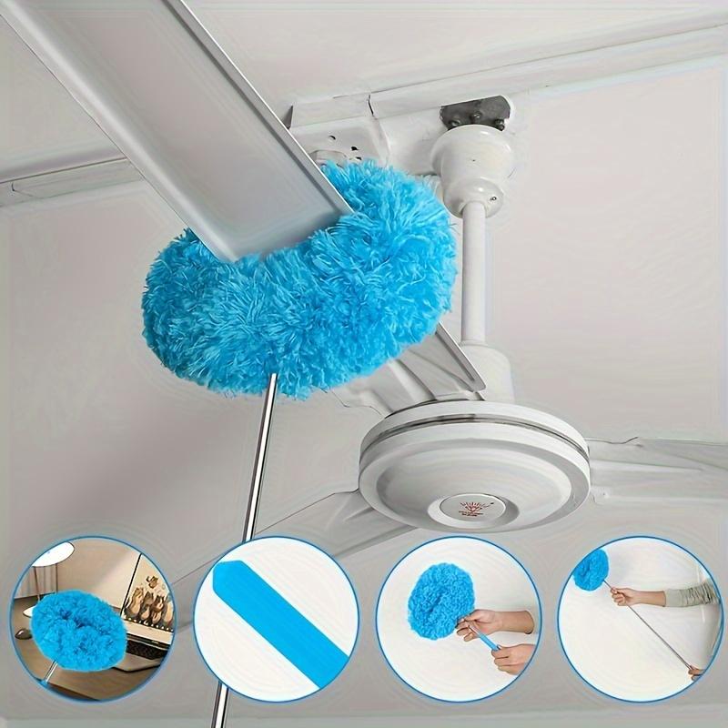 Extendable Microfiber Ceiling Fan Duster - Reusable, Effortless Cleaning Brush , Ideal For RVs & Home Use,  Blue Green Pink