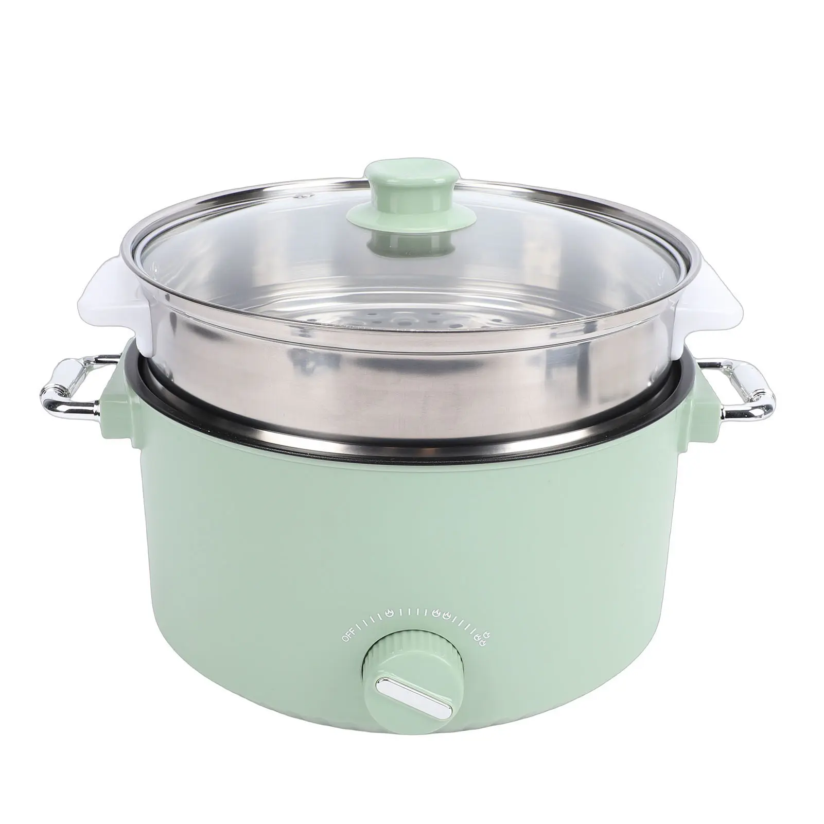 Multifunctional Electric Hot Pot with Touch Controls - 800W Power, 3L Food Grade Nonstick Aluminum Alloy Cooker, Household Kitchenware with Steam Basket for 1-3 People (Steak+Rice+Soup), 50–80°C Low Simmer