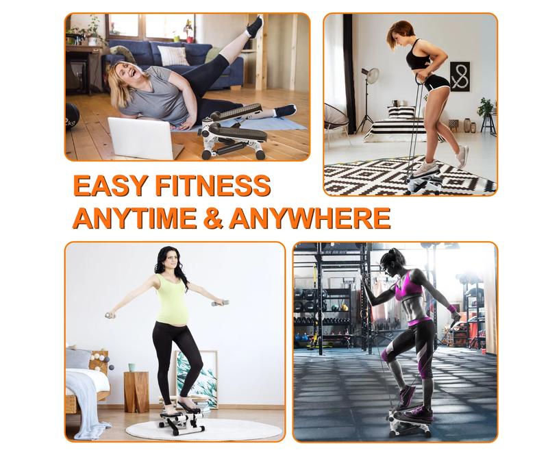 Genuine Trending Stepper For Exercise, Space-Saving Stair Stepper with Resistance Bands,Hydraulic Fitness Stair Stepper w/ LCD Monitor, Mini Stepper for Home And Office Use with 300LB Loading Capacity, Best Exercise Machine for Full Body Workout