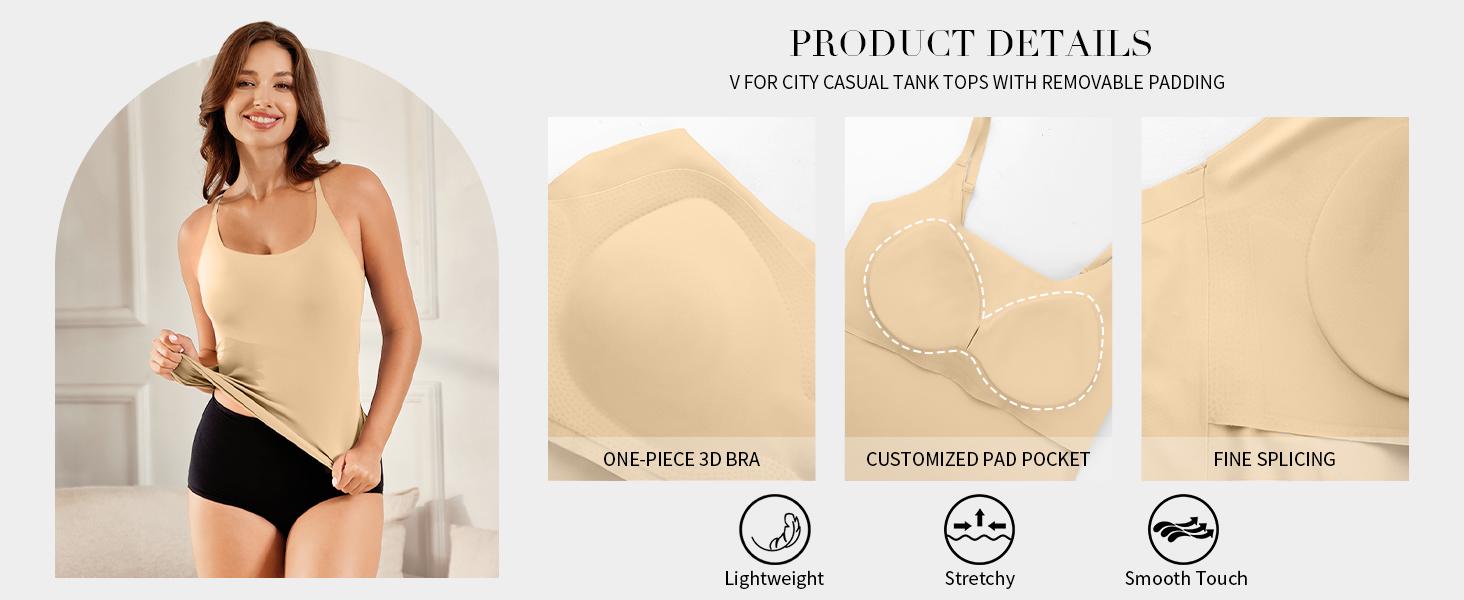 V FOR CITY Women's Basic Scoop Neck Home Tank Tops Adjustable Spaghetti Straps Sleeveless Basic Tops SpringStatements