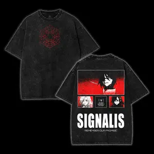 SIGNALIS "REMEMBER OUR PROMISE" Double Printed Unisex Acid Washed Lightweight Cotton T-Shirt, Horror Game Shirt, Game Lover, Gift For Game fans, Men Gifts Clothes Soft good graphic tees