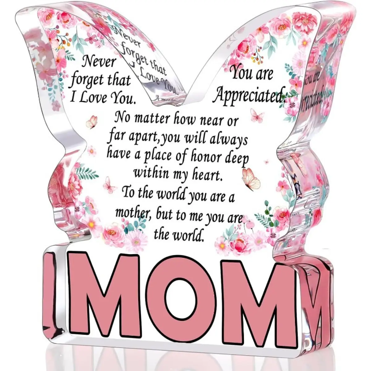 1pc Mom'S Christmas Gift, Mom'S Birthday Creative Gift, Unique Mother'S Day Gift, The Best Mom Gift Ever, New Mom, Single Mom, Stepmom, Butterfly Shaped Acrylic Sign, Party Gift, Suitable for Both Work And Leisure Accessories