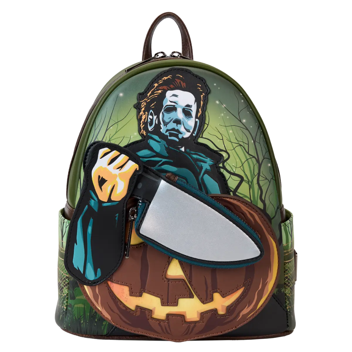 Halloween Michael Myers Pumpkin Glow Mini Backpack with Coin Bag