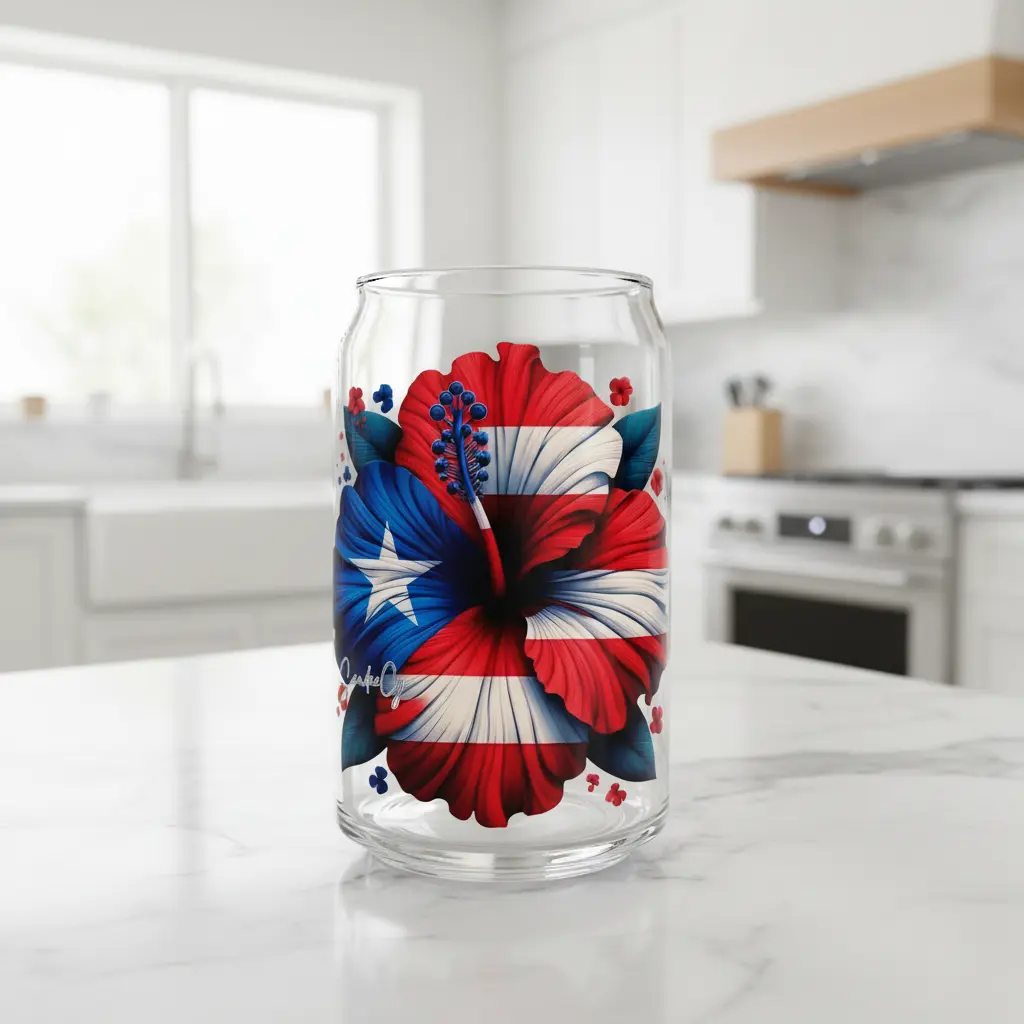 Puerto Rico Hibiscus #2 - UVDTF Decal for cups/hard surfaces sticker