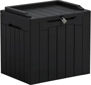 Outdoor Storage Box 31 Gallon Storage Box with Lid for Patio Furniture, Garden Tools, Pool Supplies, Waterproof and UV Resistant, Lockable, Dark Black