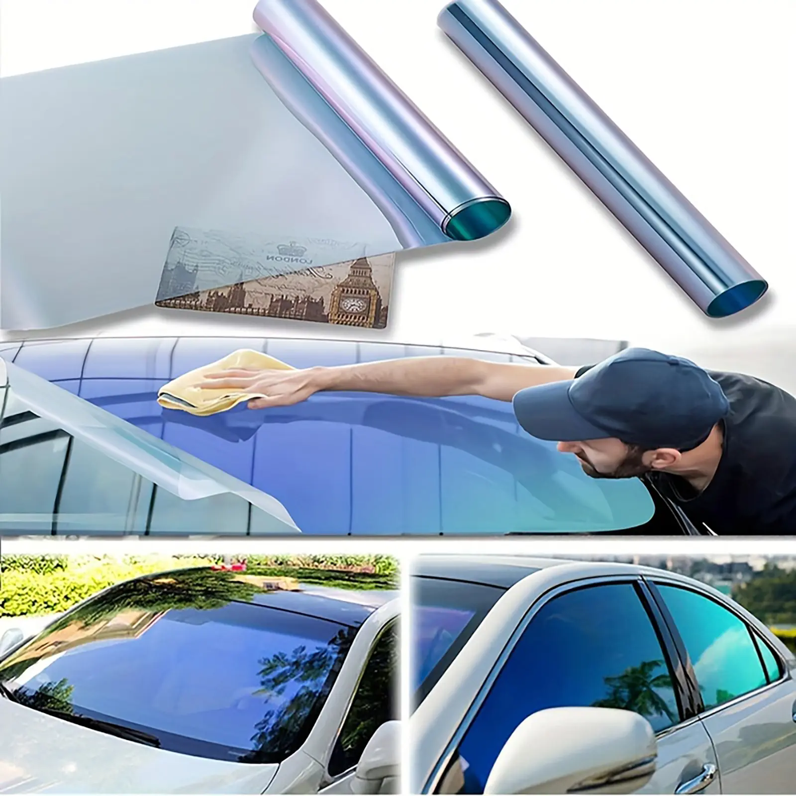 Chameleon Window Tint Film, Nano Ceramic Window Film Purple Solar Protection Carbon Film Scratch Resistant 60% VLT Windshield Sun Shade Heat & UV Block for Cars and Home Glass, Tint for Car Windows, Window Film Sun Blocking, Car Accessories