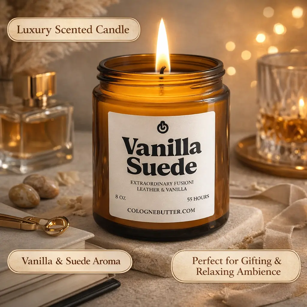 Cologne Butter Vanilla Suede Scented Durable Household Candle - Luxury Smooth Home Fragrance for Cozy Relaxing Atmosphere, Premium Decoration & Gifting Home Supplies Decor