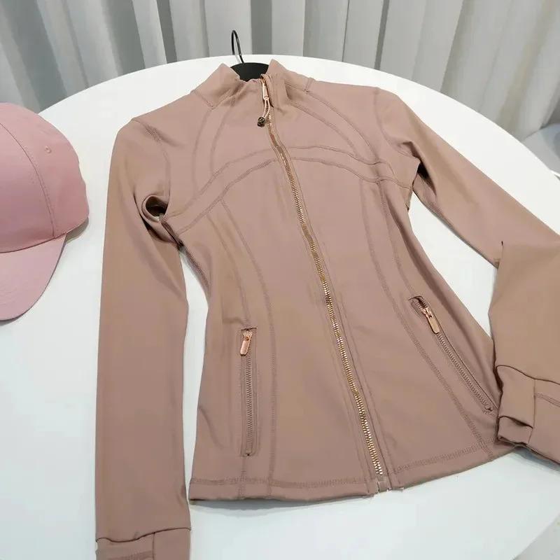 Rose Gold Jacket Third Generation No Mesh Slim Fit Thin Sport Fitness Yoga Wear Stand Collar Outerwear for Women versatile daily cut boot high street fashion men year-round Can be used with raincoat