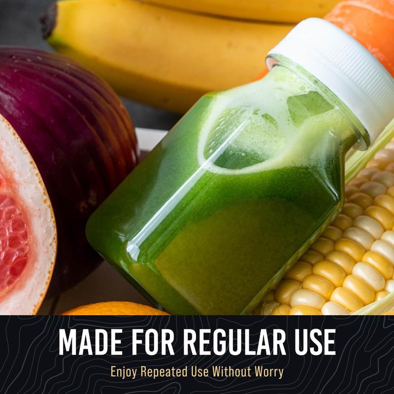 Liquid small plastic bottle - ginger juice water bottle with lid, healthy juice water bottle - refrigerator safe, leak proof, food grade 4 oz water bottle -8 packs.