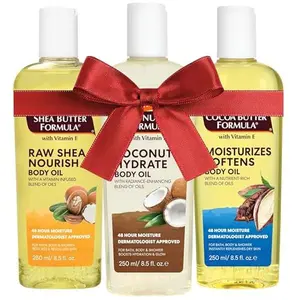 Palmer's Body Oil Variety Pack, Cocoa Butter, Coconut, and Shea, Dermatologist Approved, Instant Absorption, Bath, Body & Shower, 3 Pack (8.5 oz x 3)