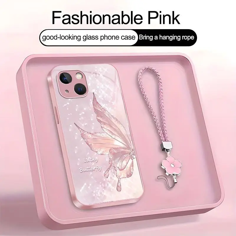Suitable for [iPhone 15 Plus] high-end women's phone case, featuring a beautiful and elegant butterfly pattern, shockproof and fingerprint-resistant, available in multiple colors YM99
